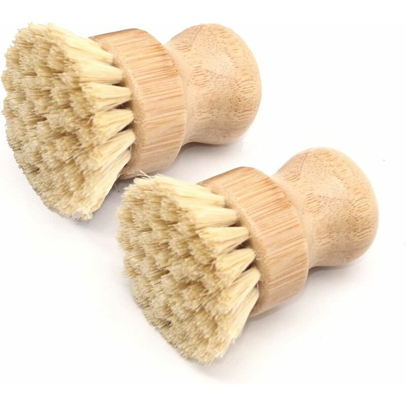 Juego de 2 cepillos de cocina de sisal natural para limpiar ollas, sartenes, verduras, hogar