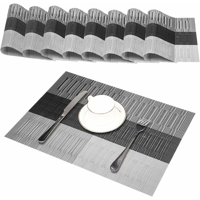 Mantel individual fácil de limpiar (juego de 8) - Mantel individual lavable resistente al calor y al desgaste - Mantel individual de plástico para mesa de comedor de cocina - 30x45cm MODOU