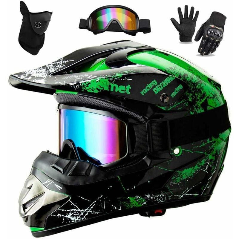 Conjunto de cascos de motocross para niños y adultos, con guantes, gafas, máscaras, cascos integrales AVT MX para hombre, cascos cruzados de motocicleta para niños, quad, bicicleta de montaña, certifi