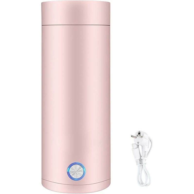 Hervidor eléctrico, Hervidor eléctrico de viaje de 400 ML, Mini hervidor y mini termo 3 en 1, Hervidor de acero inoxidable de 300 W para té, leche, café, apagado automático (rosa) - MODOU