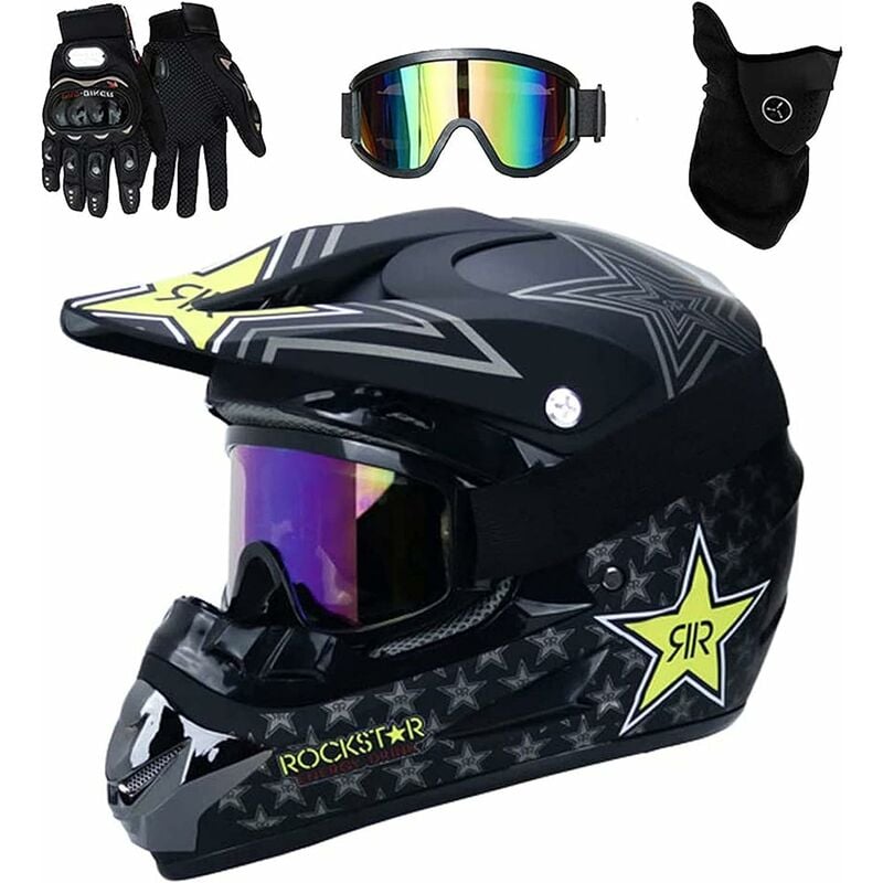 Conjunto De Cascos De Motocross Para Niños Y Adultos, Con Guantes Gafas Máscaras, Cascos Integrales Para Hombres AVT MX Cascos De Motocicleta Cross Niños Cuatriciclo Certificación DOT De Bicicleta De