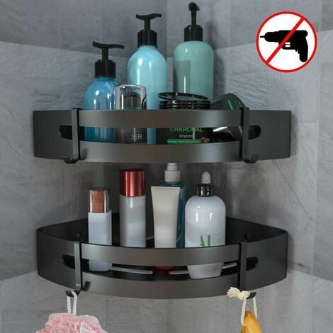 Estantes de baño sin taladro para montaje en pared, esquina triangular,  estante de almacenamiento de ducha