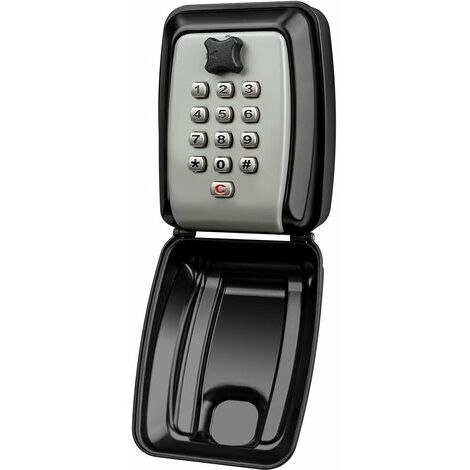 2 Guarda Llaves Casa, Código 4 Dígitos, Caja Seguridad Pared,  Aluminio-Acero, 15x13,5x7 cm, Negro/