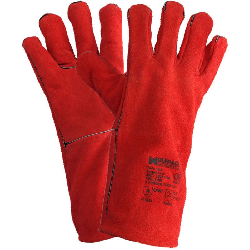 Guantes Soldar Denso rojo largo par