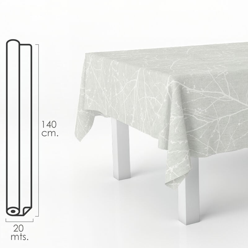 Mantel Hule Rectangular ramas gris. impermeable antimanchas pvc 140 cm. x 20 metros. rollo recortable. interior y 5544090