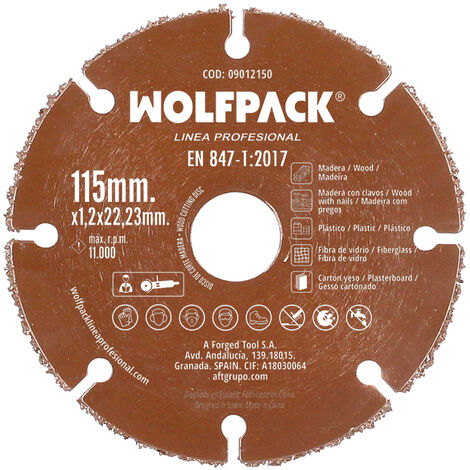Disco Corte Madera / Plastico Ø 115 mm. Filo De Carburo De Tungsteno