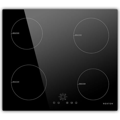 NOXTON Plaque de cuisson à induction encastrable Cuiseur de Table électrique 4 foyers de cuisson en verre Noir Avec Capteur Contrôles Tactiles