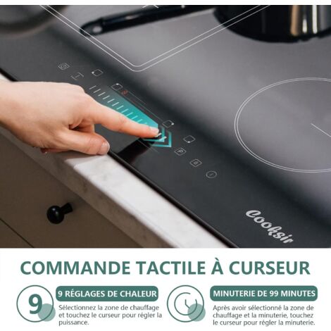 Plaque à Induction 4 Feux Cooksir 60cm – 7200W, Commande Tactile, Fonction Boost - 7