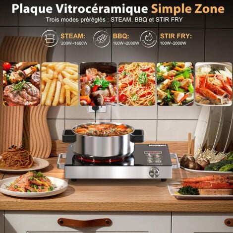 CUSIMAX Brûleur électrique En Fonte Pour La Cuisson - Brûleur Portable De 1500 W Avec Contrôle