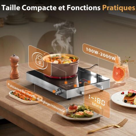 Plaque Chauffante électrique 1500W – 1 Brûleur, Inox Et Noir (marque Générique)