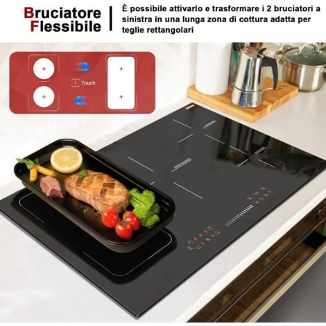 Plaque à Induction, Plaque De Cuisson à Induction Electrique - (8600W, Autarkic, 5 Foyers, 90cm, Encastrable, Intégré, Tactile, Minuteur, Verre-céramique)- 5 Zone New