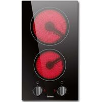 Karinear Piano cottura in Vetroceramica 2 fouchi, Piastra Cottura Elettrico Incasso 30cm, 3000W Piani Cottura con Controllo Manopola, Cristallo Nero, Spegnimento Automatico di Sicurezza