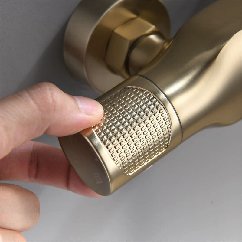 Pommeau De Douche Rond Doré Brossé KINLIV - Acier Inoxydable 304, 90 Jets Silicone Anti-Obstruction, Effet Pluie Ou Cascade, Montage Mural Ou Plafond 20,3 Cm