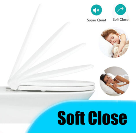 Abattant WC Avec Fermeture Douce (Soft-Close) - Dégagement Rapide à Bouton Unique, Charnière Réglable - Pour Cuvette Forme De O - Couleur Gris