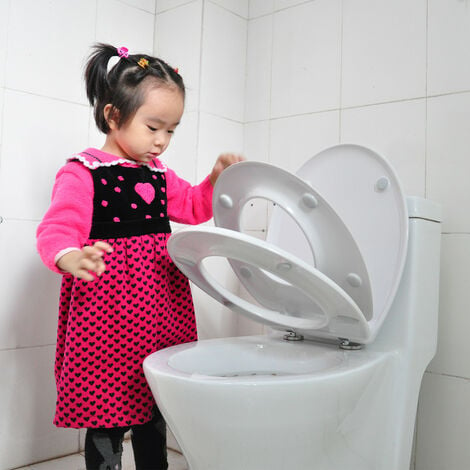 Abattant WC avec Siège Enfant Intégré, Familial Lunette de Toilette  Antibactérien en Duroplast pour Adultes et