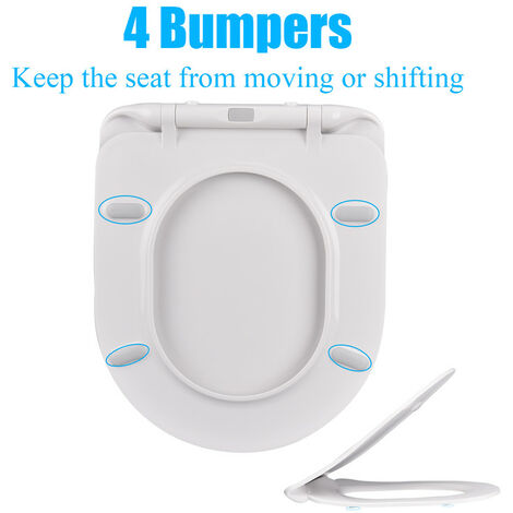 Siège de Toilette en Forme de D Abattant WC,Blanc Anti-Bactérienne