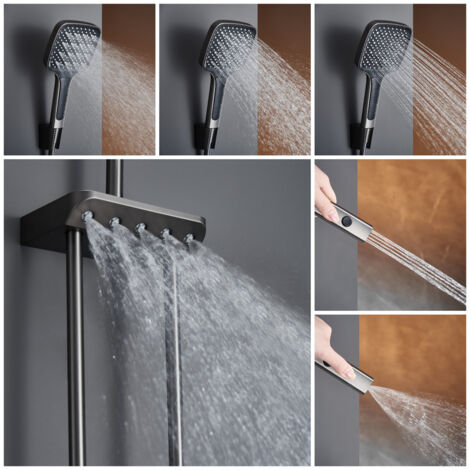 Gris Pommeau De Douche Avec Tuyau 4 Modes Pommeau De Douche Haute Pression Anti Calcaire Douche