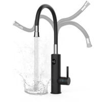 Robinet Chauffe eau Instantané Électrique 3200W,Rotatif à 360° Robinet Evier de Cuisine en Acier Inoxydable avec Affichage de la Température LED et Flexible Bec, 230V Robinet Chauffant Electrique
