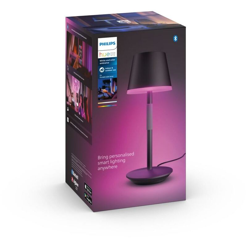 Philips Hue White and Color ambiance Go Lampada Smart da Tavolo  Ricaricabile Nera Wireless