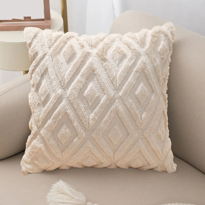 Set of 2 Soft Plush Wool Short Velvet Decorative Cushion Covers