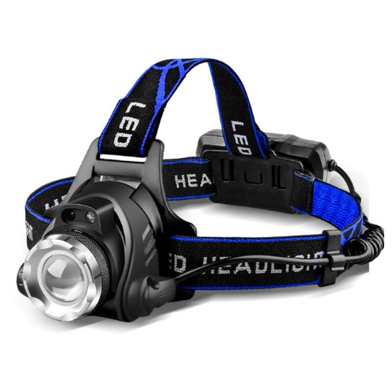 Powerful LED Headlamp Rechargeable Torch Headlamp Modes Adjustable  Headlamp LED Headlamp with USB Cable and x 18650 Batteries for Fishing  Cycling Hiking Running Camping,White Light-DENUOTOP