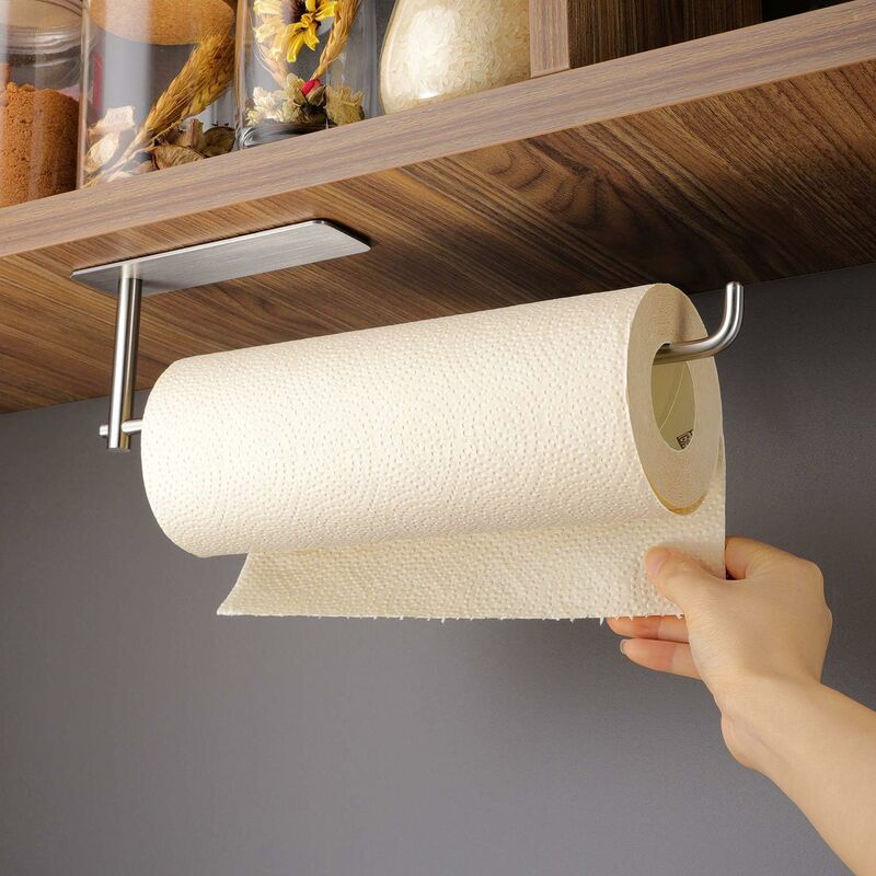 Suction Cup Paper Towel Holder Under Cabinet, No Drilling Plastic Paper  Towel Rack For Kitchen, Reusable Paper Towel Hanger, Wall Mount Paper Towel  Ho