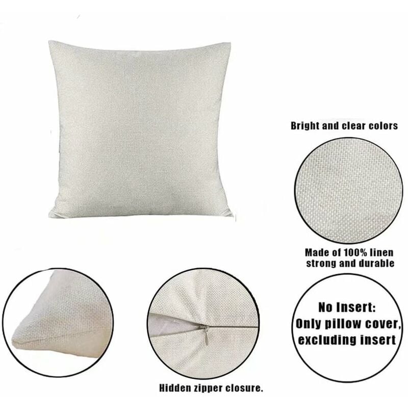 Deconovo 4 PCS Pillow Covers 18x18, No Insert - Faux Linen Sublimation