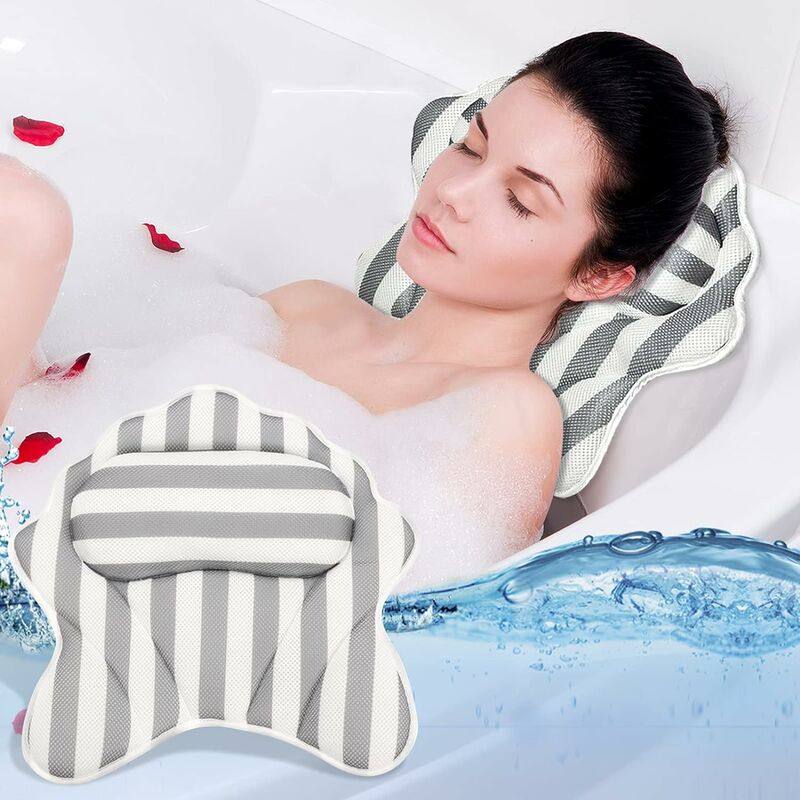 Full Body Bath Pillow, Bath Pillows for tub with Mesh Washing Bag & 21  Non-Slip Suction Cups, Spa Bathtub Pillow for Head Neck Shoulder and Back