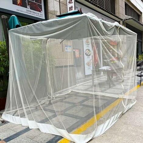 7.5-11ft Black Patio Umbrella Mosquito Netting, with Double Zipper Door,  Polyester Mesh Net Screen Universal for Almost Outdoor Market Table  Umbrellas