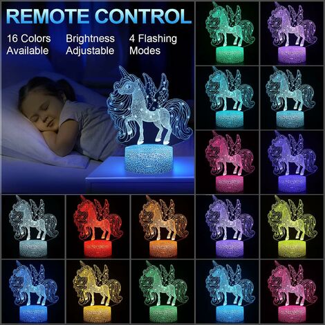 Unicorn Gifts For Girls, Unicorn Night Light Lamp With Remote, 16 Colors  Changing Unicorn Toys Birthday Gifts For Kids