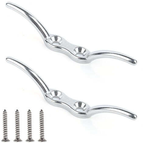 Set of 2 6 Inch Cast Silver Flag Pole Cleat Hooks for Flag Rope