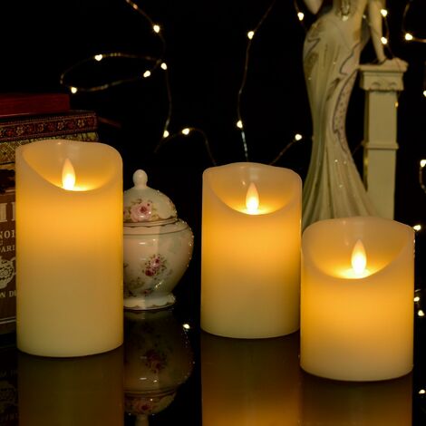 Flameless Wax Candle 3W by 8H Ivory Pillar - Remote Ready 