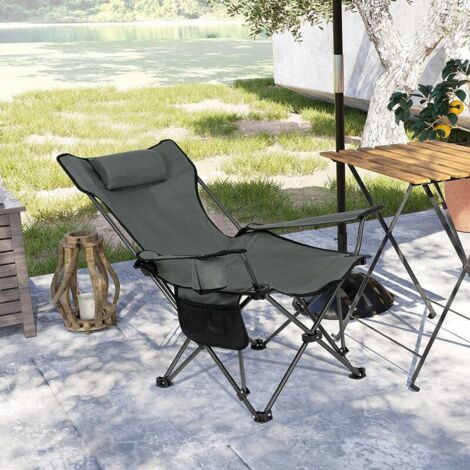 Set of 1 Camping Chair Fishing Chair With Headrest. Storage pocket