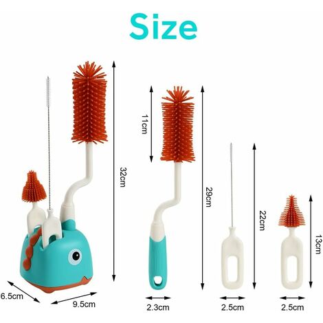 Baby Brush Set, 4 in 1 Rotating Baby Cleaning Brush, Silicone