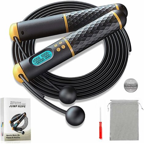 Jump Rope, Digital Weighted Handle Workout Jumping Rope with Calorie  Counter for Training Fitness, Adjustable Exercise Speed Skipping Rope for  Men, Women, Kids, Girls (Black) : : Sporting Goods