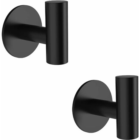 Metal Black SUS304 Heavy Duty Sticky Adhesive Wall Hooks Black 3m