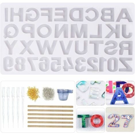 LET'S RESIN 2Pcs Alphabet Resin Molds, Letter Number Silicone