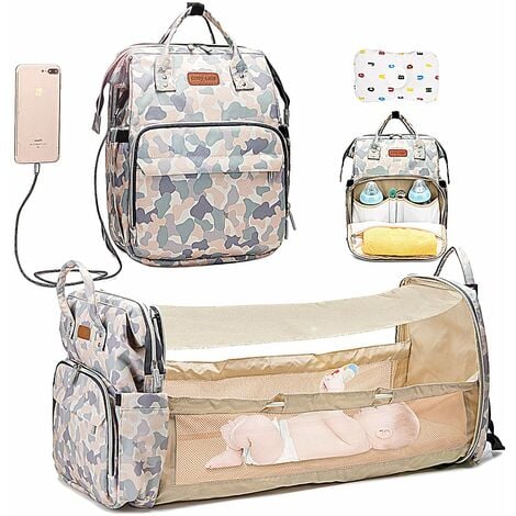 Baby Diaper Bag Backpack with Travel Bassinet Changing Station Mat Portable  Crib for Baby Girl Boy Infant Mom, Mommy Bag Tote with Toddler Bed Sleeper  Diaper-Bag-Backpack(Camouflage)-DENUOTOP