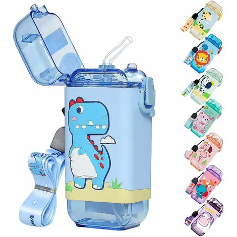 Kids Water Bottle Portable Foldable Silicone Leakproof Water Bottle With  Neck Strap For Girls Bpa Free (blue)