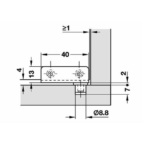 CERNIERE CRISTALLO A FILO BUSSOLA PLASTICA 40x13 mm. SPESSORE 4,7 mm.  ACCIAIO CROMO LUCIDO prodotto