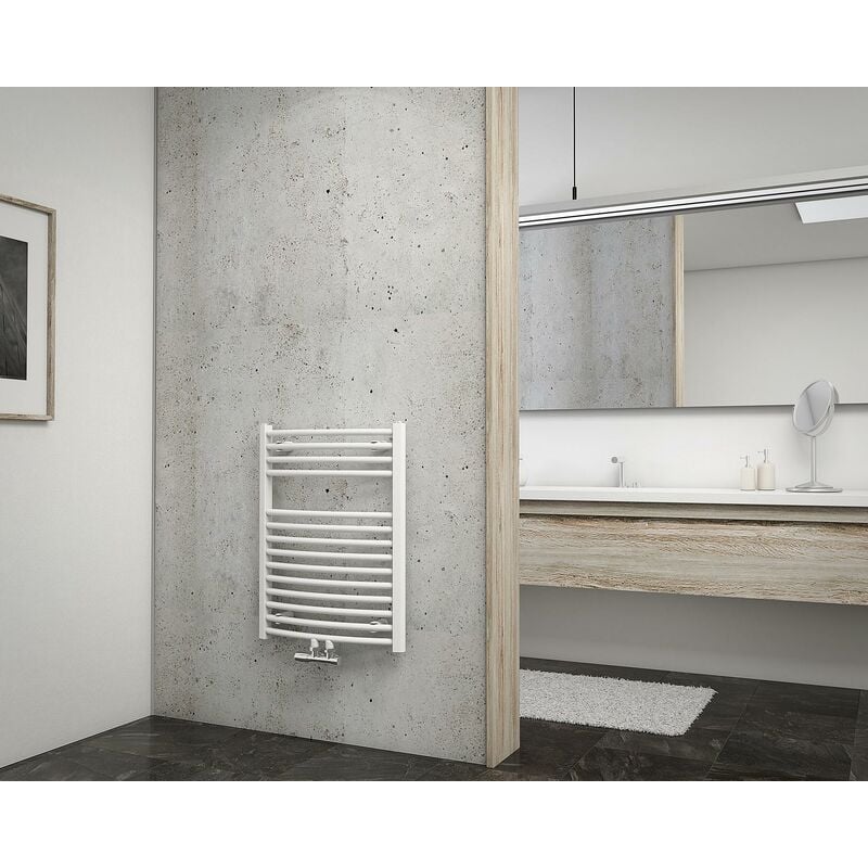 Heilmetz Sèche-Serviettes à Eau Chaude, radiateur sèche-Serviettes Plat,  400 x 1176 mm, raccordement latéral pour sèche-Serviettes à Eau Chaude,  Blanc : : Cuisine et Maison