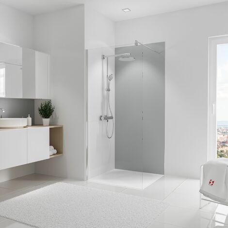 ECHANTILLON - Panneau mural Gris argenté, revêtement pour douche et salle de bain, DécoDesign COULEUR, Schulte