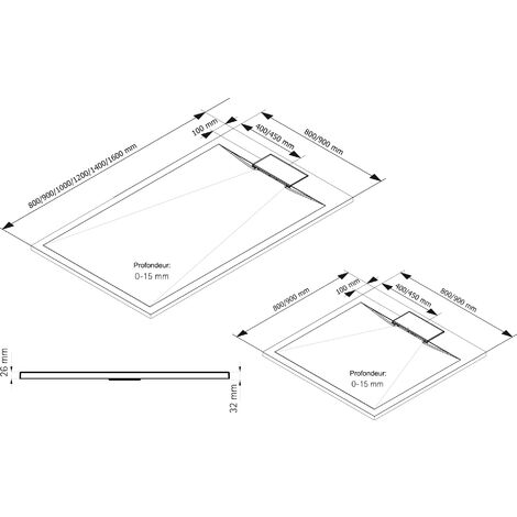 [ JAMAIS UTILISÉ ] - Receveur de douche de plain-pied, décor effet Pierre anthracite, ultra léger, recoupable, Schulte, 80 x 160 cm