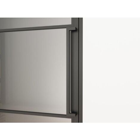 [ JAMAIS UTILISÉ ] - Porte verrière intérieure 83 x 211,5 cm, bloc porte Loft, verre transparent, style atelier 2 rayures, version gauche
