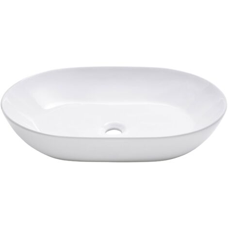 Vasque carré céramique blanc lavabo à poser sur plan de toilette