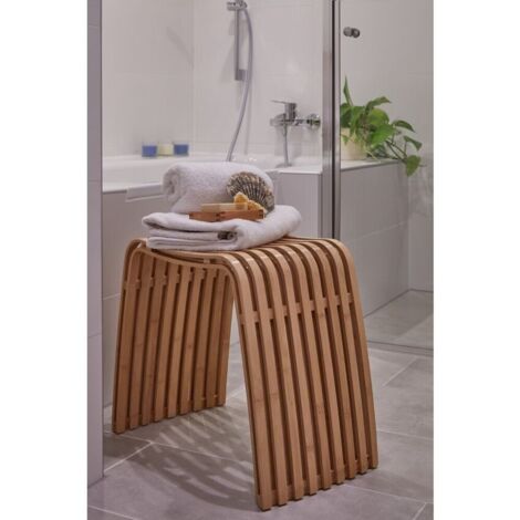 Tabouret De Toilette En Bambou Naturel - Ergonomique, Antidérapant, 37x20x17cm, Noir - 5