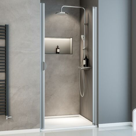 Porte de douche pivotante, 90 x 180 cm, verre transparent 5 mm, Schulte  Sunny, profilé alu-argenté