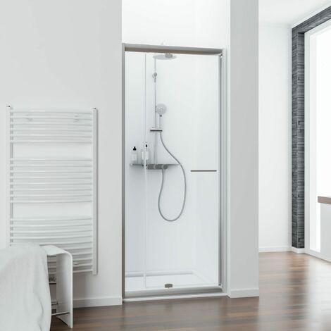 Porte de douche pivotante extensible, verre 5 mm, Vita, Schulte, 90-100 cm, profilé aspect chromé, verre transparent
