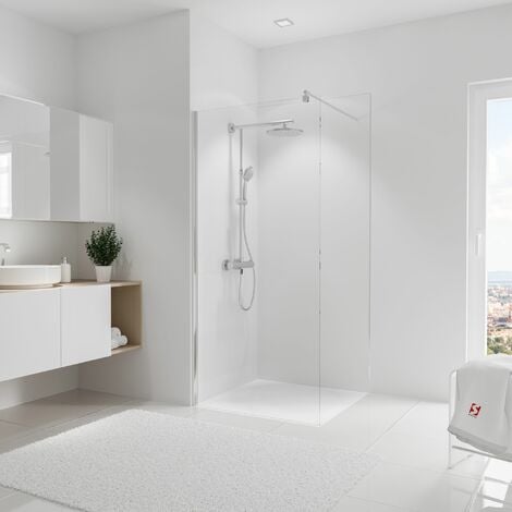 Panneau mural 90 x 210 cm, revêtement pour douche et salle de bain, DécoDesign PHOTO, Schulte, Blanc à combiner