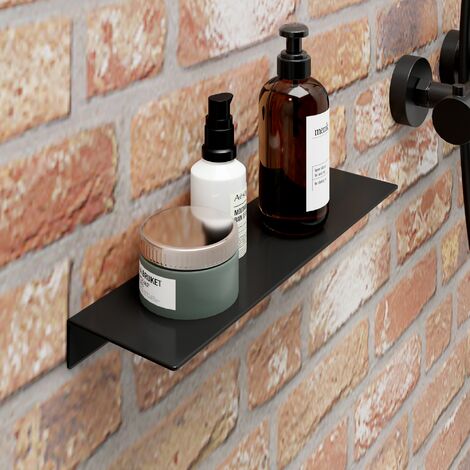 Etagère de salle de bain à coller, tablette de douche murale 33 x 9,5 x 3,5  cm, noir mat